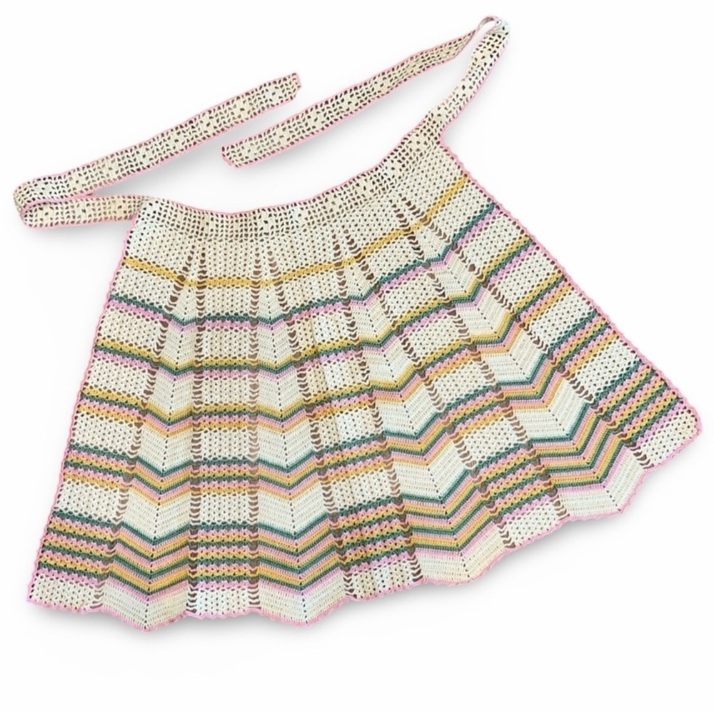 VINTAGE Crocheted Apron Cottagecore Granny Chic